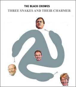 Album cover parody of Three Snakes & One Charm by Black Crowes