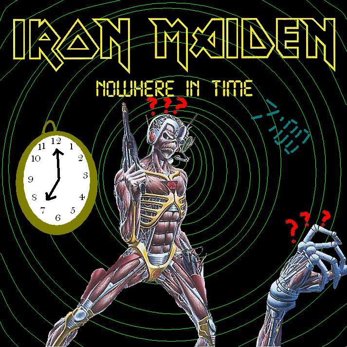 Album cover parody of Somewhere in Time by Iron Maiden