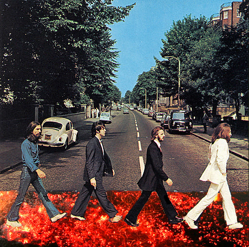 Album cover parody of Abbey Road by The Beatles