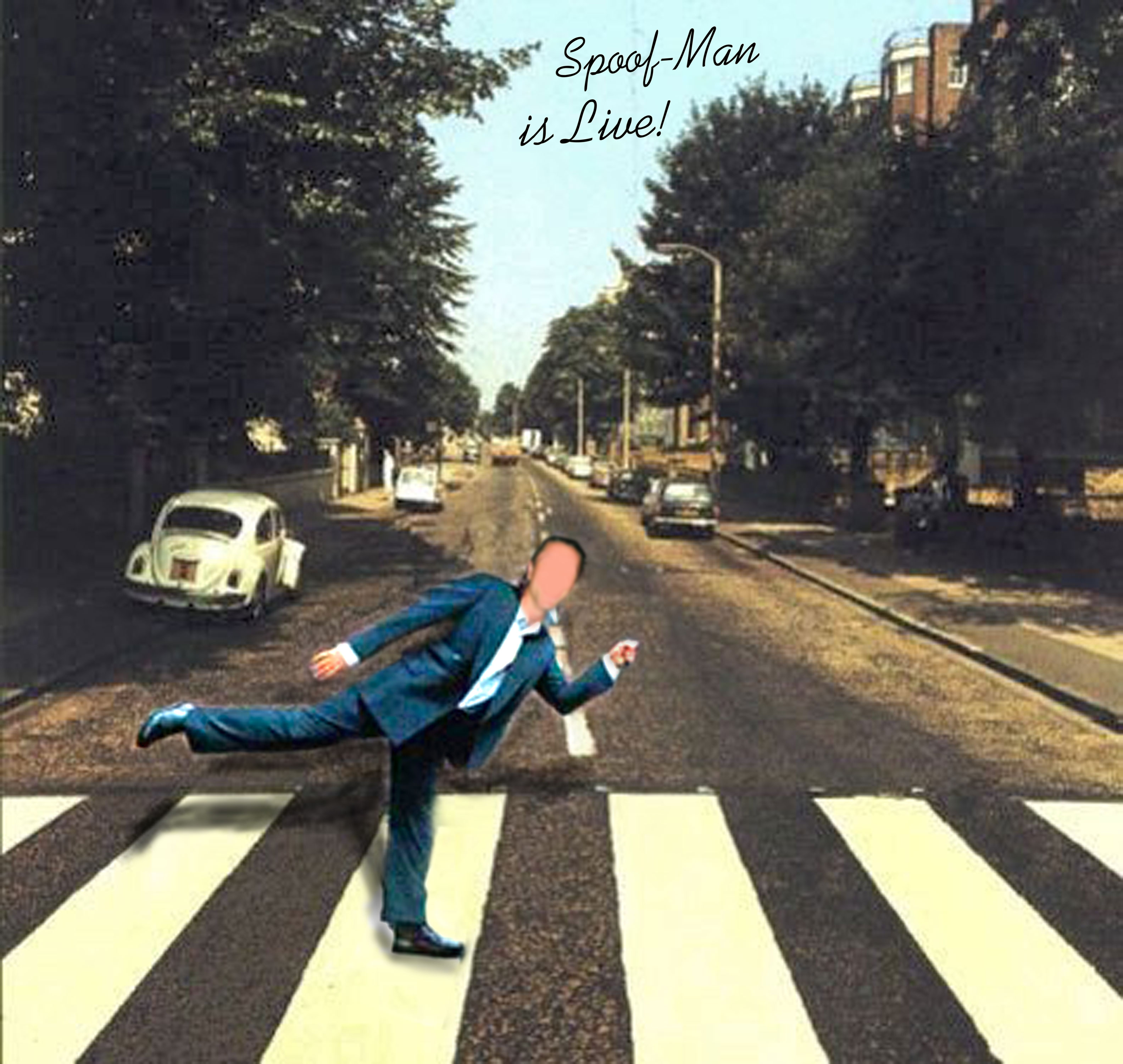 Album cover parody of Abbey Road (1990) by The Beatles