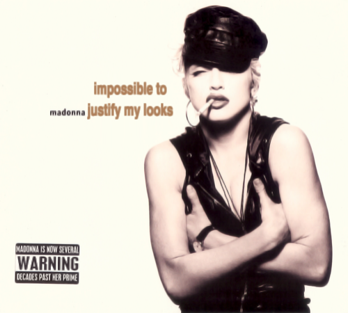 Album cover parody of Justify My Love by Madonna