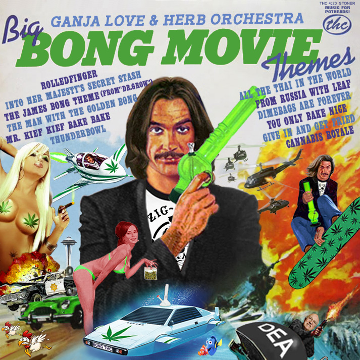 Album cover parody of ORIGINAL SOUNDTRACKS / BIG BOND MOVIE THEMES by James Bond themes