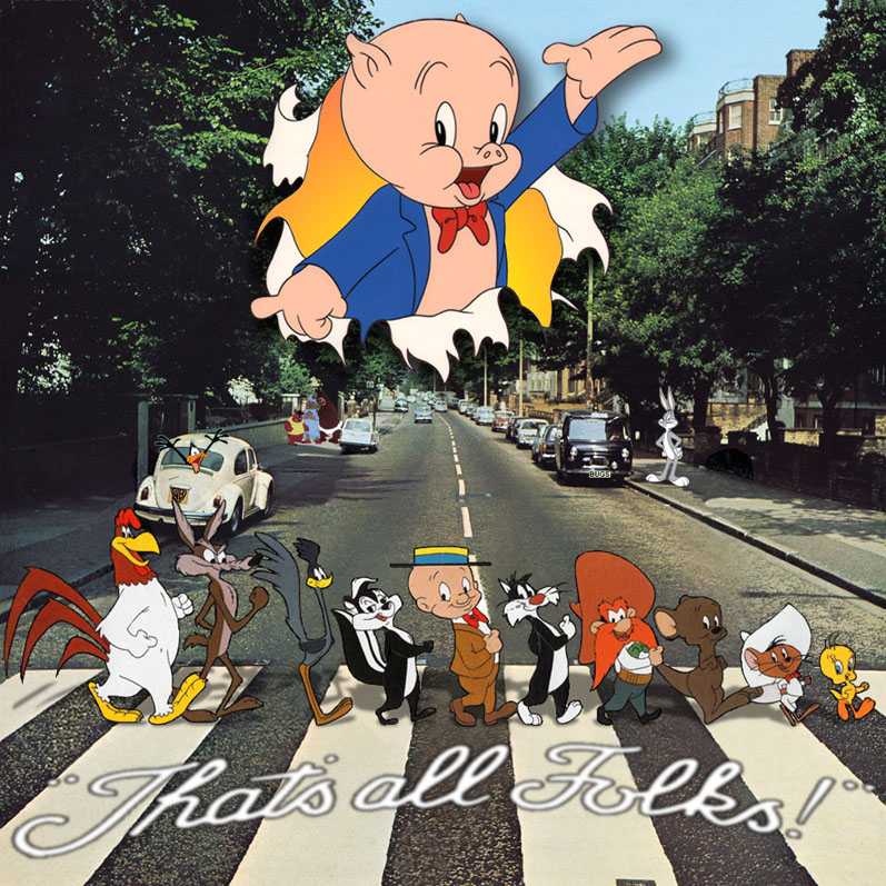 Album cover parody of Abby Road by The Beatles